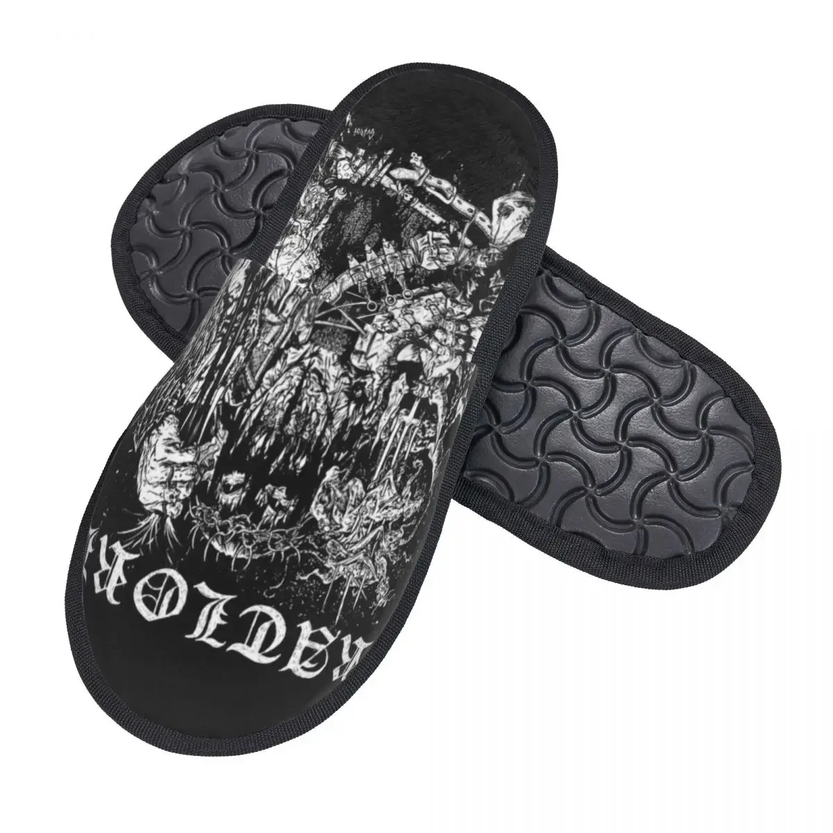 Darkthrone Bathory Guest Slippers for Hotel Women Custom Print Norwegian Black Band  House Slipper