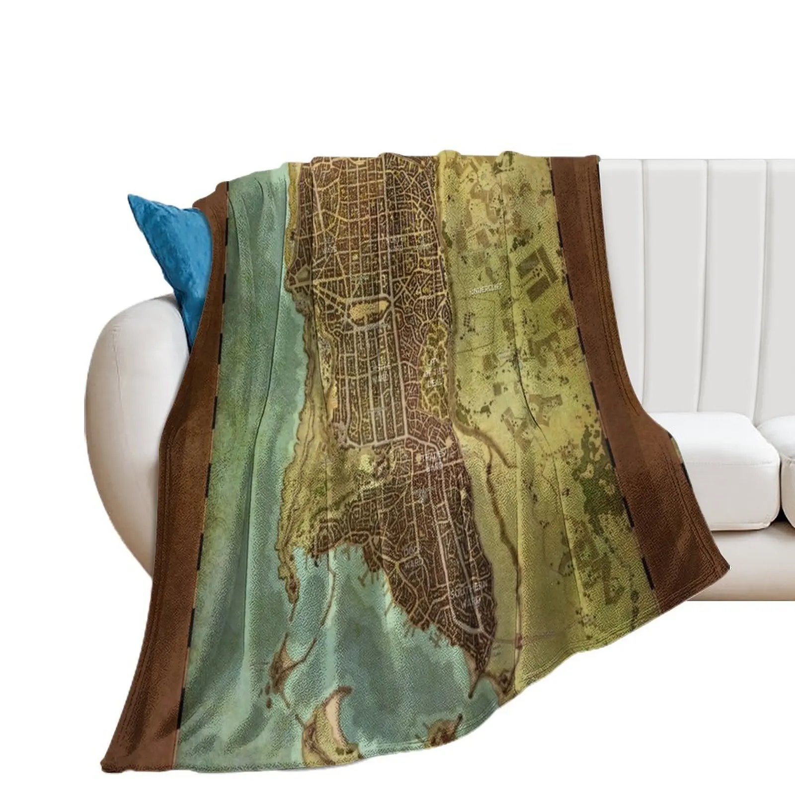 

Waterdeep City Map 2 Throw Blanket Soft Flannel Fabric Custom Blankets