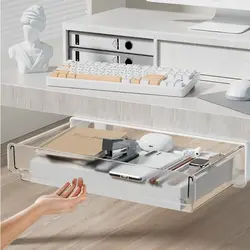 Hanging Table Shelf Storage Box Pull Out Storage Box Large Capacity Undertable Drawer Invisible Storage Multifunction Drawer