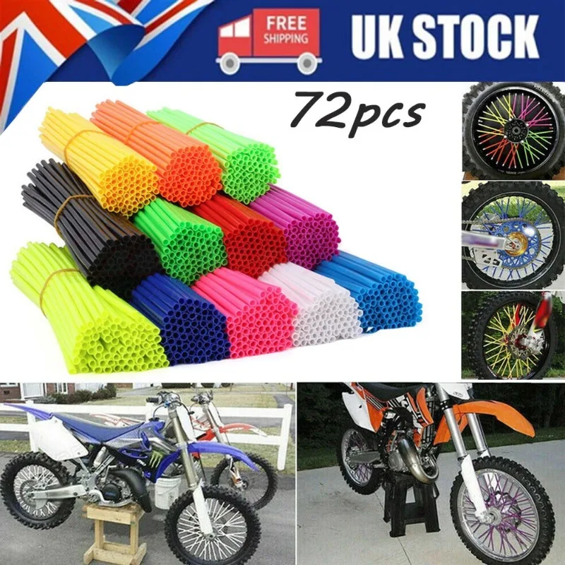 72Pcs Motorcycle Wheel Spoked Protector Wraps Rims Skin Trim Covers Pipe For Motocross Bicycle Bike Cool Accessories 11 Colors