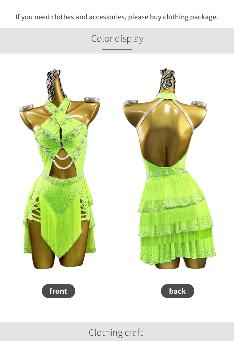 2026 Damen-Tanzkostüm für Lateinamerikanische Wettbewerbe, Neues Sportkleid für Mädchen, Sexy Elegante Kleidung, Abendkleid mit Fransen, Trainingskleidung – Detail 5