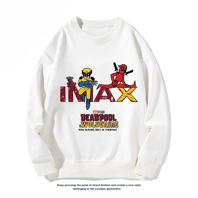 Deadpool y Wolverine Película Marvel Colaboración Sudadera con cuello redondo Chaqueta holgada de manga larga para hombres y mujeres