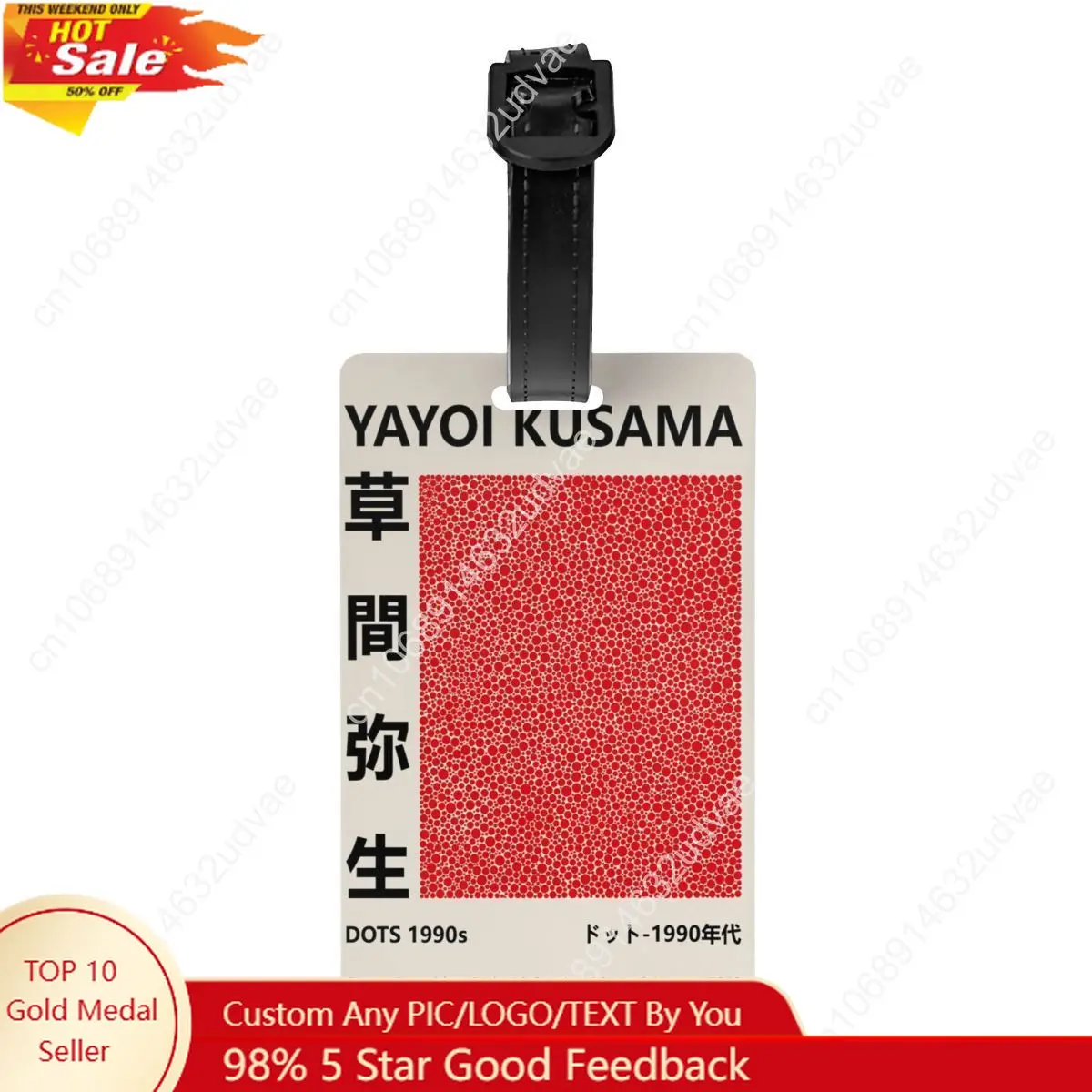

Custom Dots Red Yayoi Kusama Luggage Tag for Suitcases Cute Abstract Painting Baggage Tags Privacy Cover Name ID Card