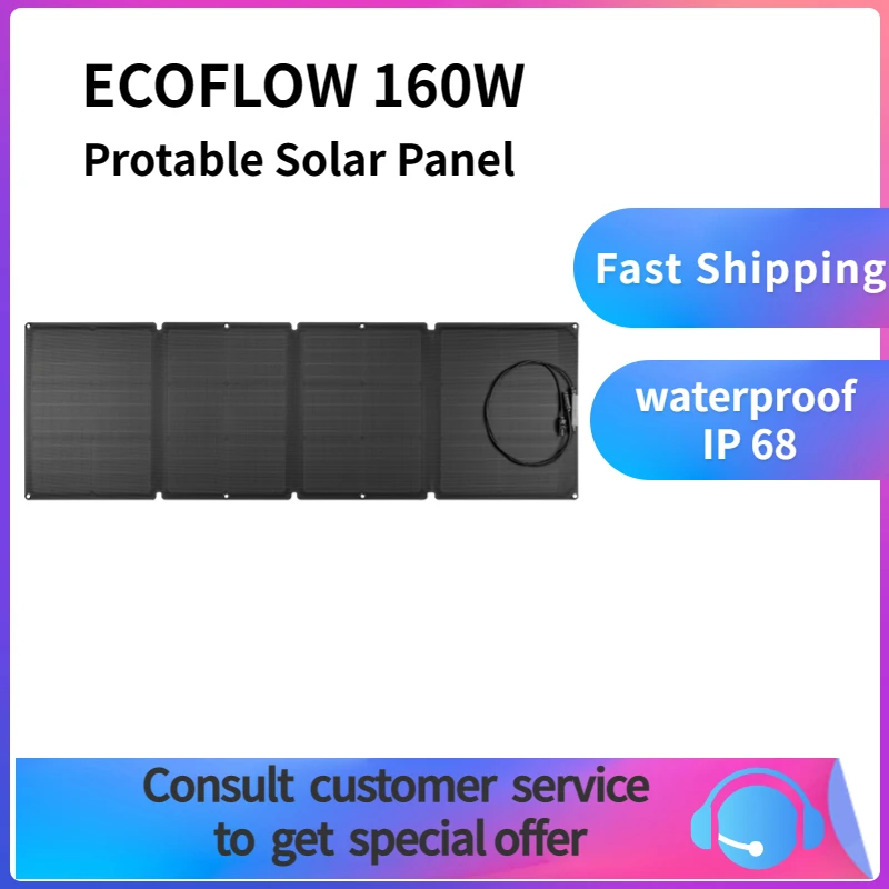 ECOFLOW 160 Watt Portable Solar Panel for Power Station Foldable Solar Charger with Kickstand for Outdoor Camping RV Off Grid