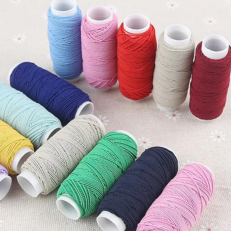 2/3 Roll Colorful Elastic Threads For Sewing Machines 0.5mm High Elasticity Embroidery Sewing Thread DIY Hand Sewing Accessories