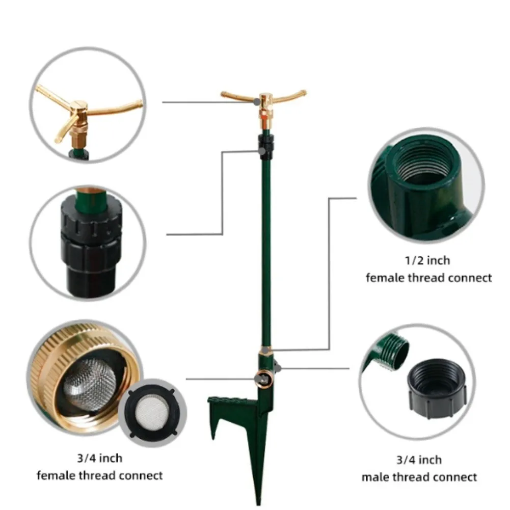 High Rise 360 Degree Rotating Garden Sprinkler With Adjustable Telescoping Rod For Large Lawn Grass Plant Watering Tool