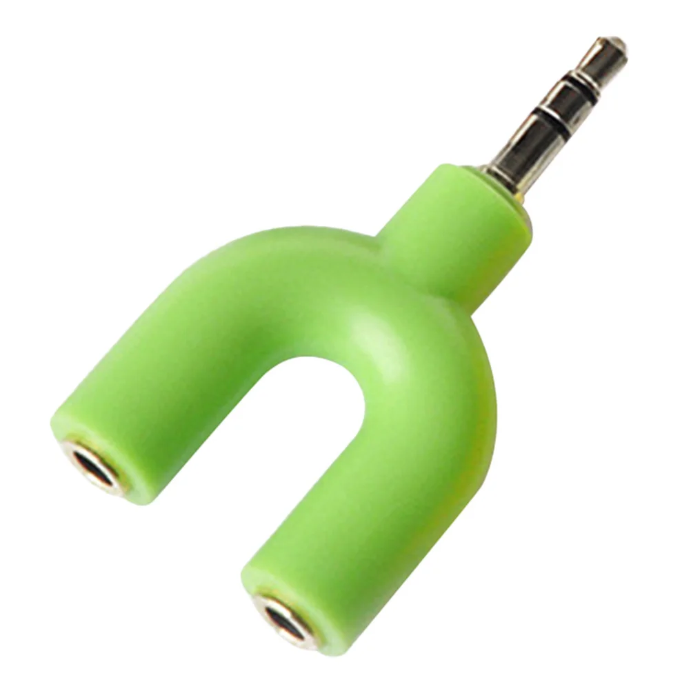 

3.5mm Stereo Audio Connector Adapter U Shaped Jack Allow Sharing Two Earphones Headphones Gold Plated Audio