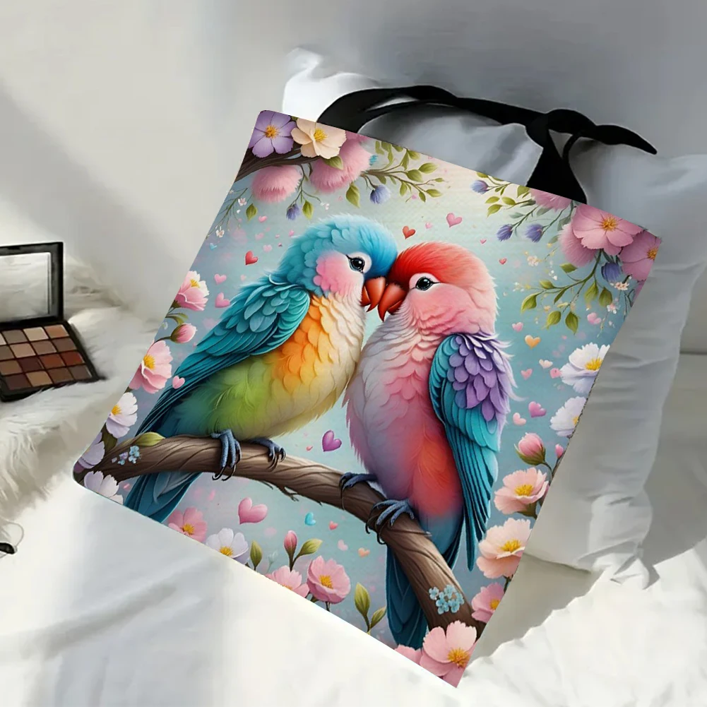 

4 шт., льняная большая сумка с птицами, большая вместительная женская сумка на плечо для покупок