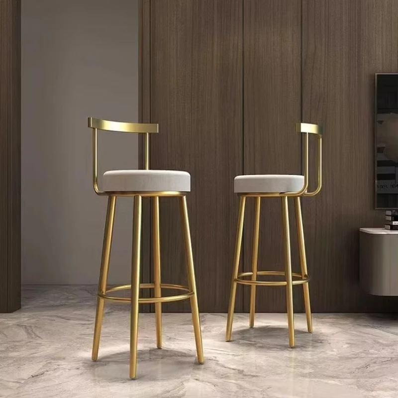 

Modern cafe furniture with cushions High counter Kitchen Dining room Velvet leather Metal bar chairs