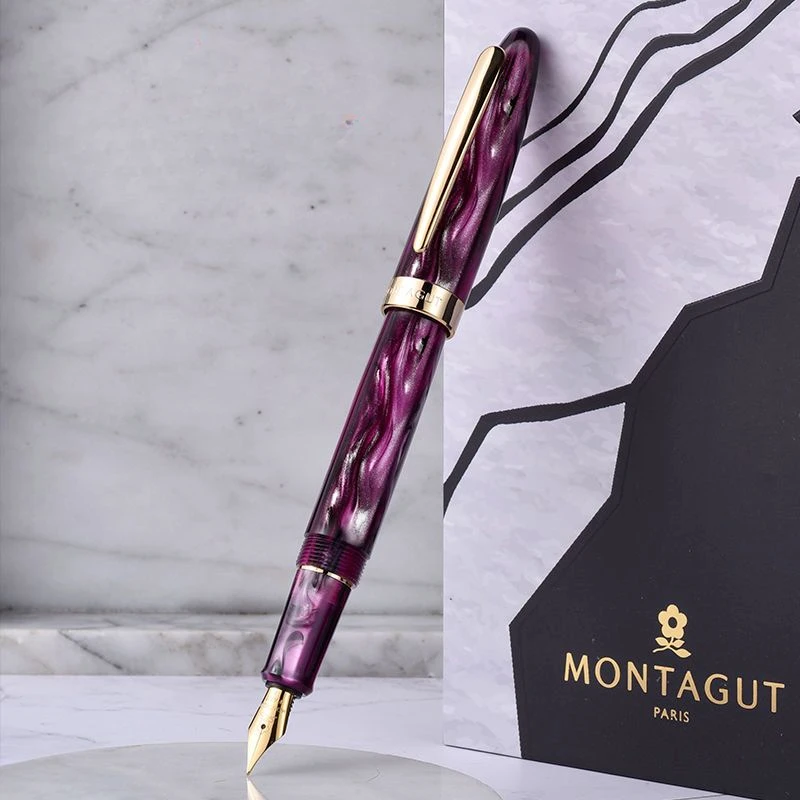 Montagut New Acrylic Fountain Pen Resin Iraurita Nib F 0.5mm Ink Pen Business Office Luxury Writing High End Gift Box Sets