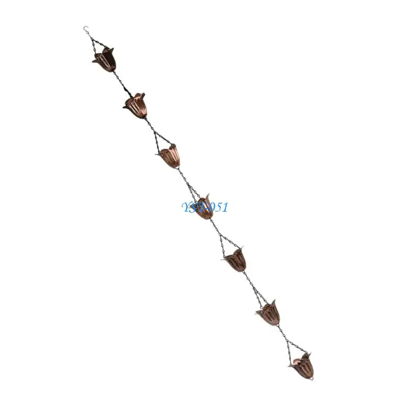 E15A Unique Flower Shaped Rain Chain Weather Resistant Iron Decorative Downspout Upgrades for Courtyards Eaves Water Flows