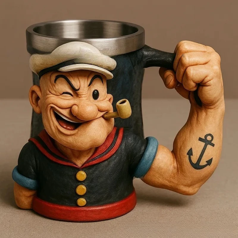 Taza 3D Popeye Power, decoración del hogar, adorno artesanal de resina