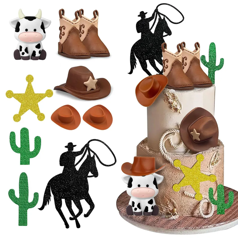 JeVenis Cowboy-Kuchenaufsatz – Pferde & Western-Deko Für Rodeo-Geburtstagsparty