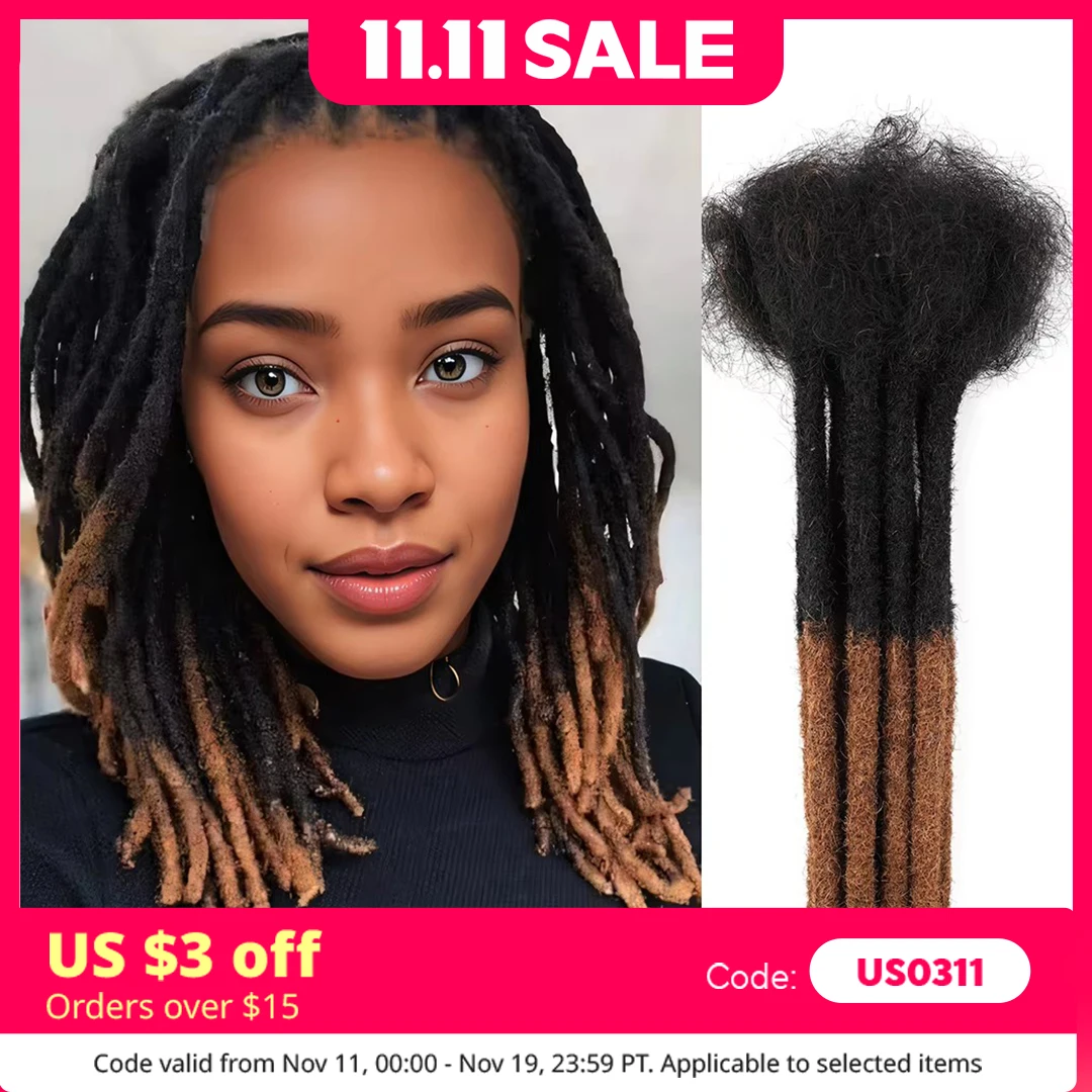 ความหนา 0.6 ซม.6-24 นิ้ว 10 ยืน Pacs Dreadlocks Human Hair Extensions สําหรับผู้หญิง Ombre สีน้ําตาล Loc Extension สามารถย้อมได้