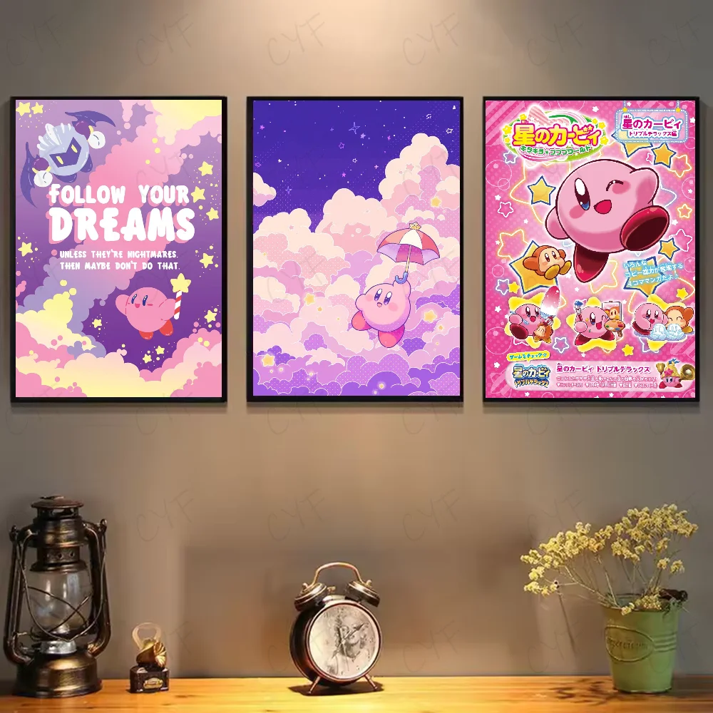 Cartoon Cute K-Kirbies Poster HD art sticky wall waterproof home living room bedroom bar aesthetic decoration