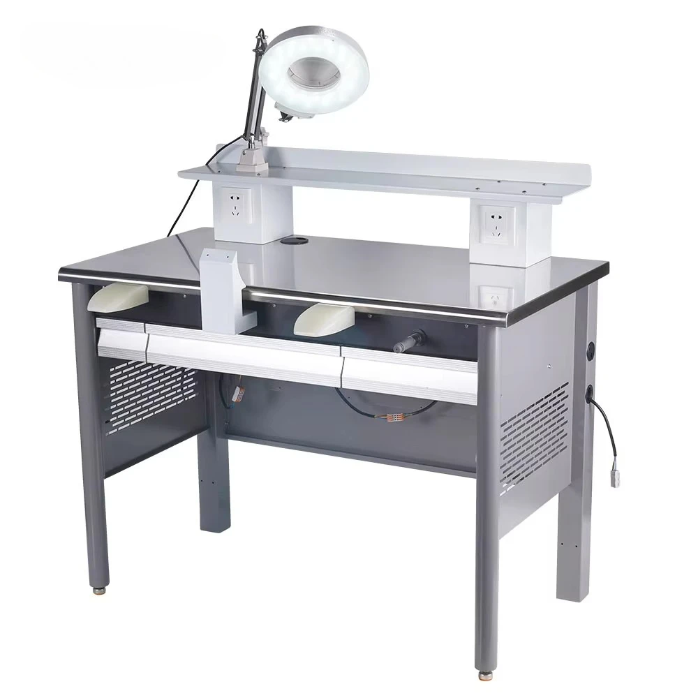 Strong 304 stainless steel workbench station assembled dental laboratory workbench with vacuum cleaner