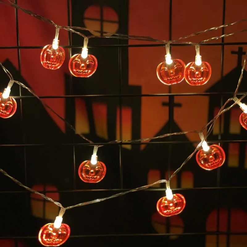 1PC Halloween Pumpkin String Lights Battery Powered Fairy Lights Spooky Atmosphere Decoration Lights For Home Party Garden Yard