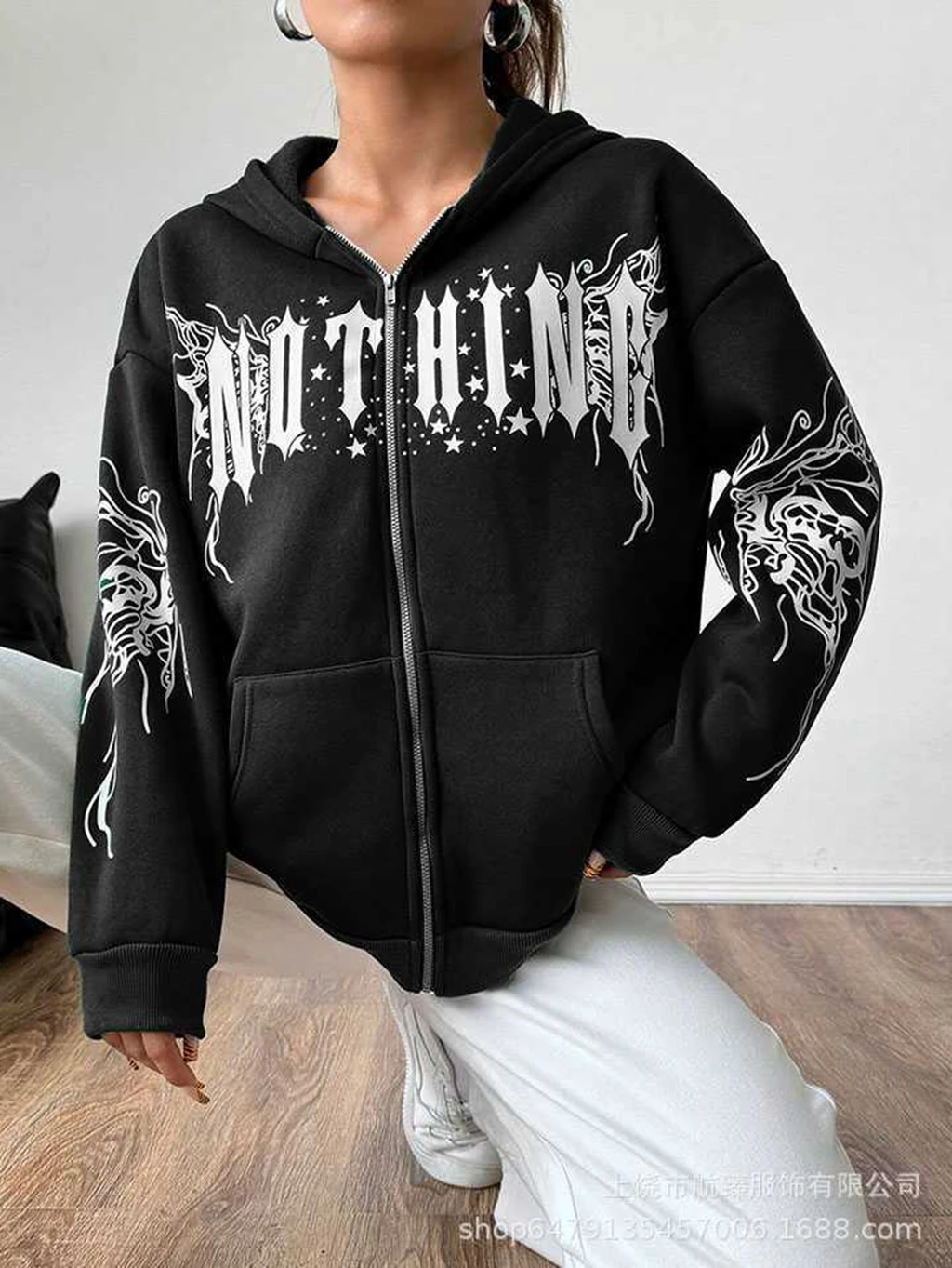 

KPOP ins STYLE dark goth Hooded Loose Men's Women's hoodie round neck loose WARM sweater OVERSIZE CLOTHING