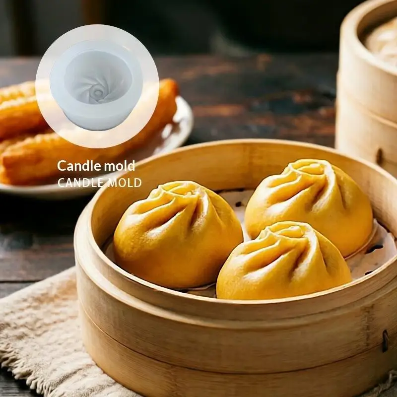 Cute 3D Dumpling Baozi Silicone Mold BPA Free Reusable for DIY Epoxy Resin Soap Plaster Candle Home Art Craft