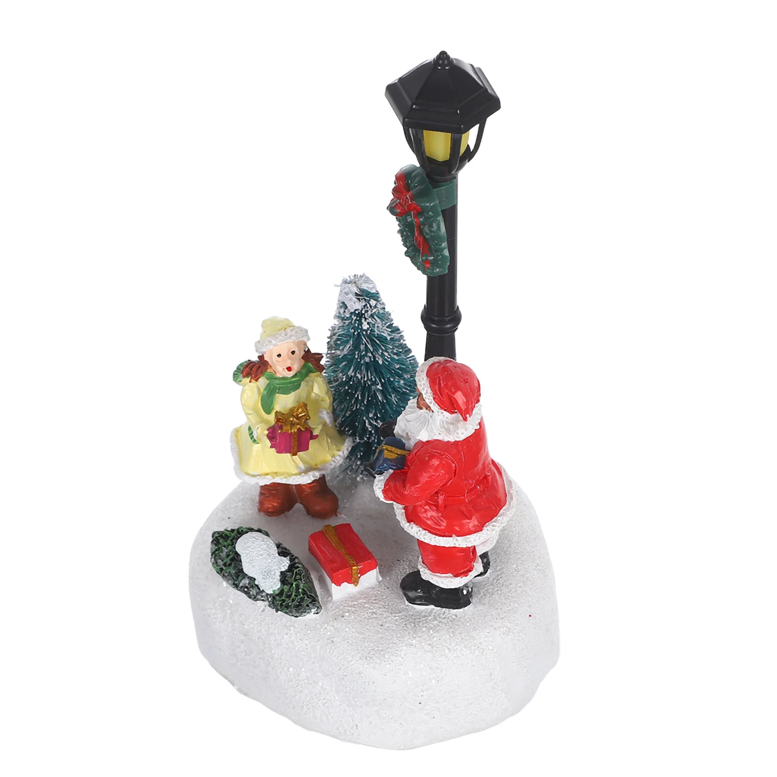 

Christmas Lamppost Decoration Led Resin Santa Claus Operated Centerpiece Festive Holiday Ornament