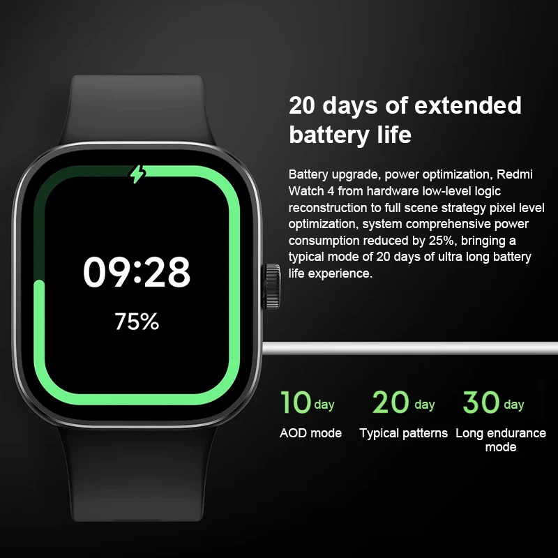 Global Version Xiaomi Redmi Watch 4 Smart Watch 1.97\'\' AMOLED Blood Oxygen Heart Rate Monitor Support Bluetooth Phone Call GPS