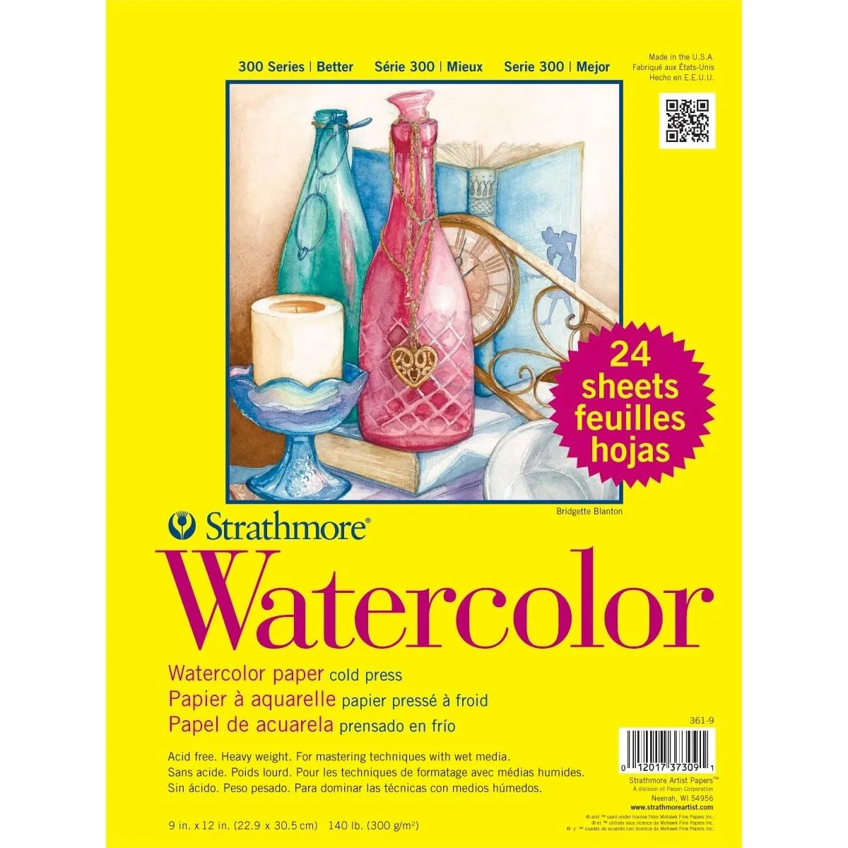 

Watercolor Paper Pad 9x12, 24 Sheets 140lb Cold Press for Painting and Mixed Media