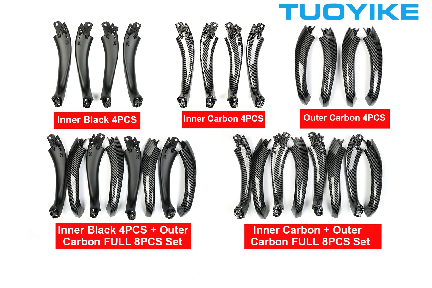 LHD RHD Car Interior Inner Door Pull Handle Black Carbon Fiber Trim Outer Cover Set For BMW X3 X4 G01 G02 G08 F97 F98 2018-2021