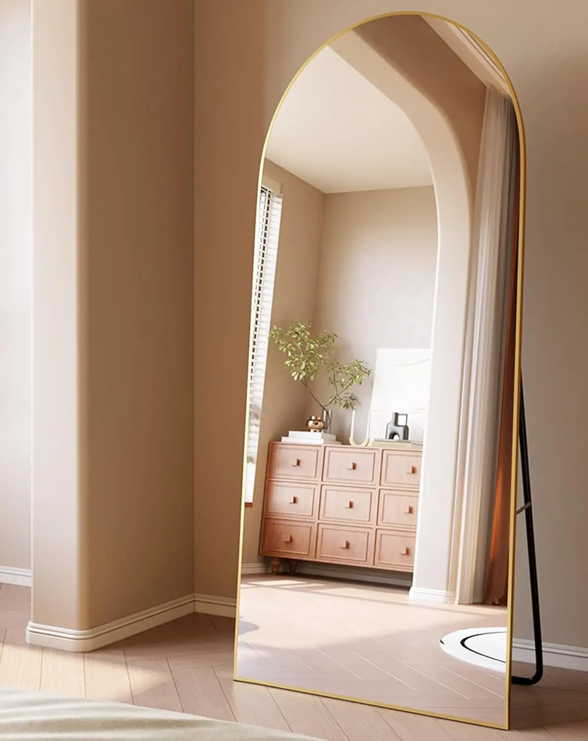 Full Length Mirror with Stand, Arched Wall Mirror, 28"x71"Mirror Full Length, Gold Floor Mirror Freestanding, Wall Mounted Mirro