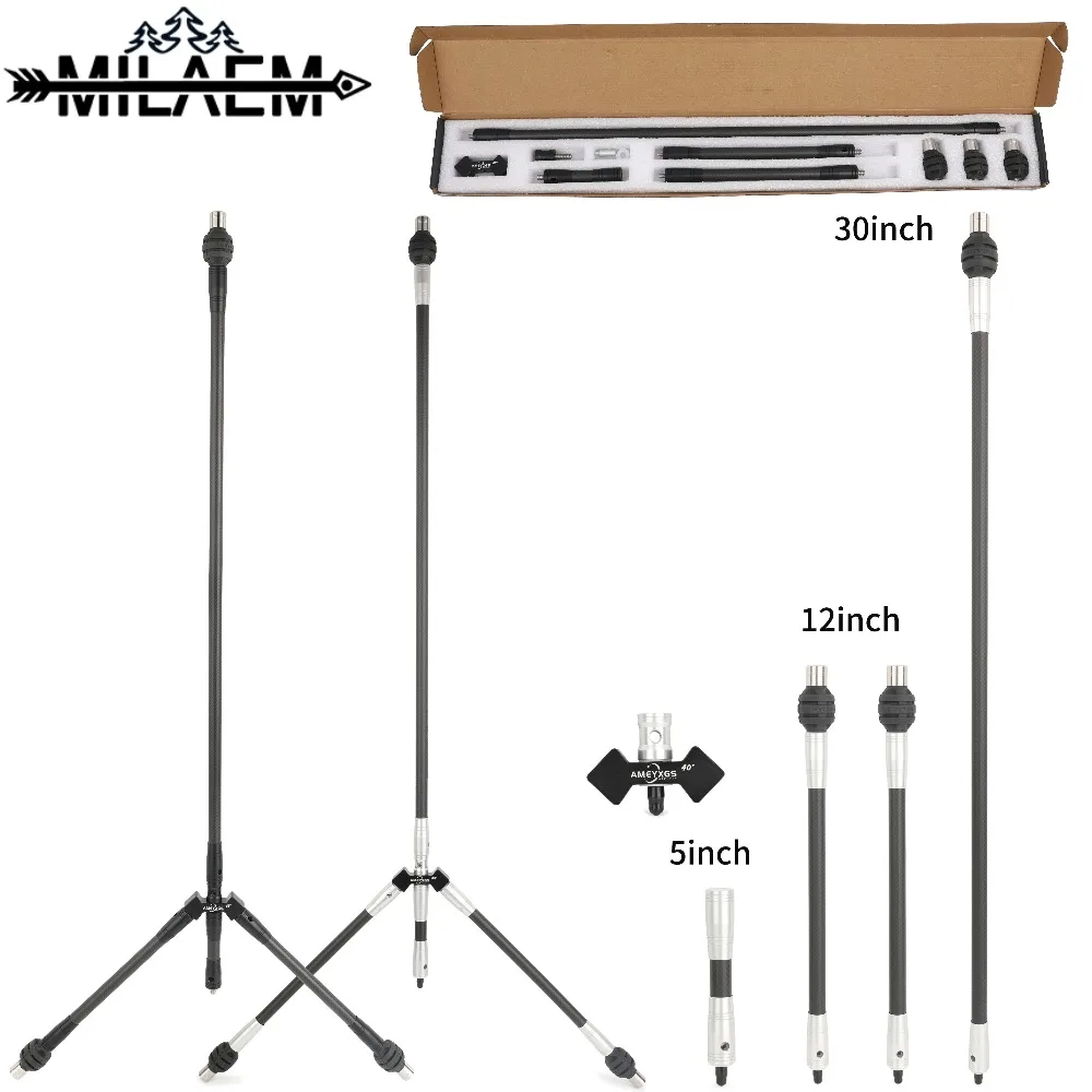 Archery Bow Stabilizer Balance Bar Set 3K Carbon Rod Dampener Bow 40°/45° V-bar for Competitive Stabilizer Shooting Accessories