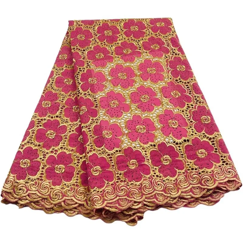 

5Yard Hollow Out Swiss Voile Lace 2025 High Quality Africa Embroidery 100% Cotton Fabric Brode Popular For African Women Cloth