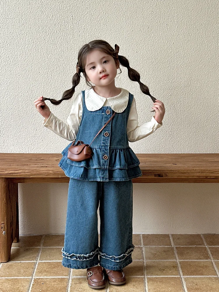 

Girls' Denim Suit Autumn Outfit2025New Children's Autumn Fashionable Clothes Baby Girl Spring and Autumn Two-piece Set