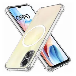 For Oppo A18 A38 Case With Wireless Charger Magnetic Ring Sticker Soft Silicone Phone Case For Oppo A38 Shockproof Clear Cover