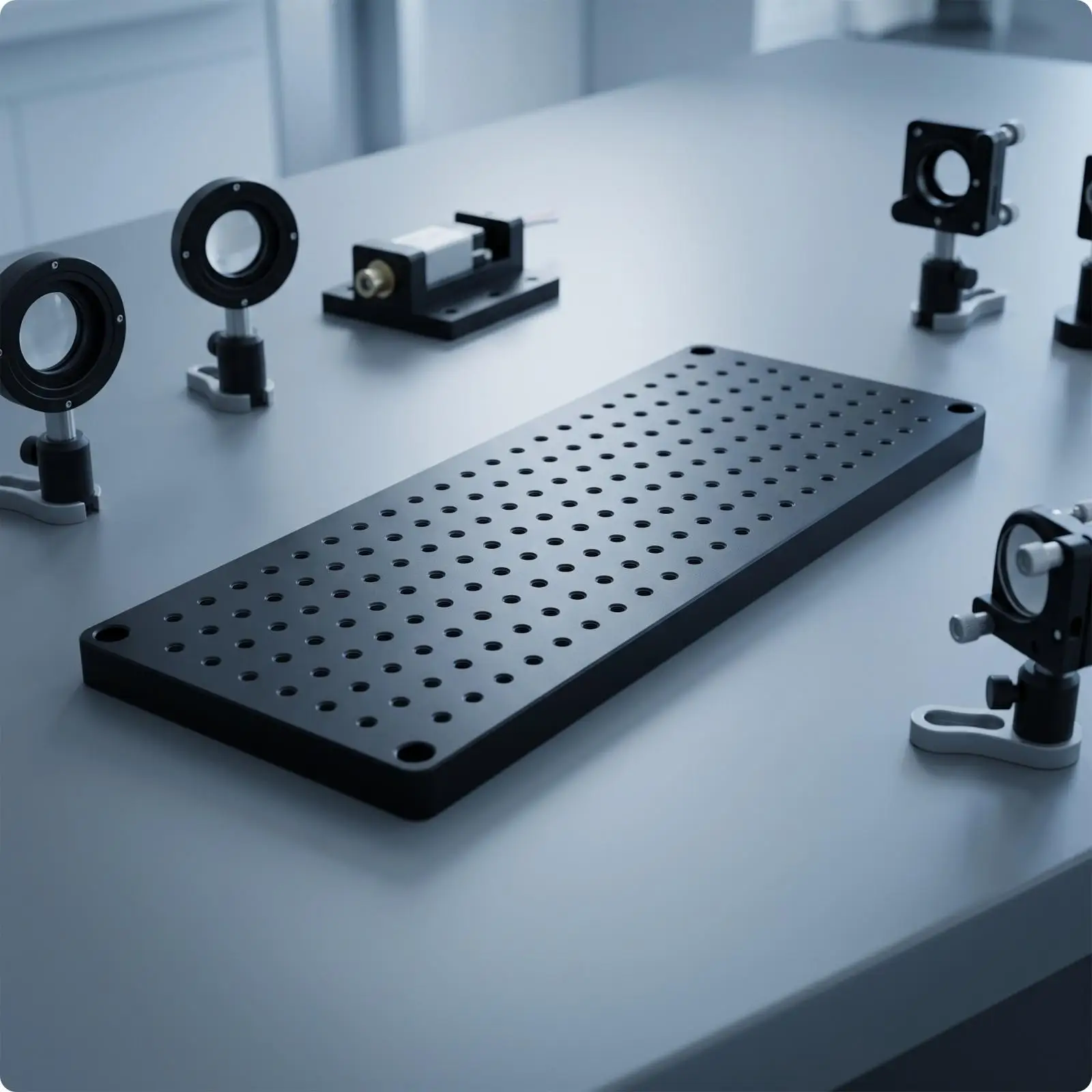 Sturdy Optical Breadboard with M4 M6 Threaded Holes 25mm Spacing for Versatile Mounting of Lab Instruments and Measurement