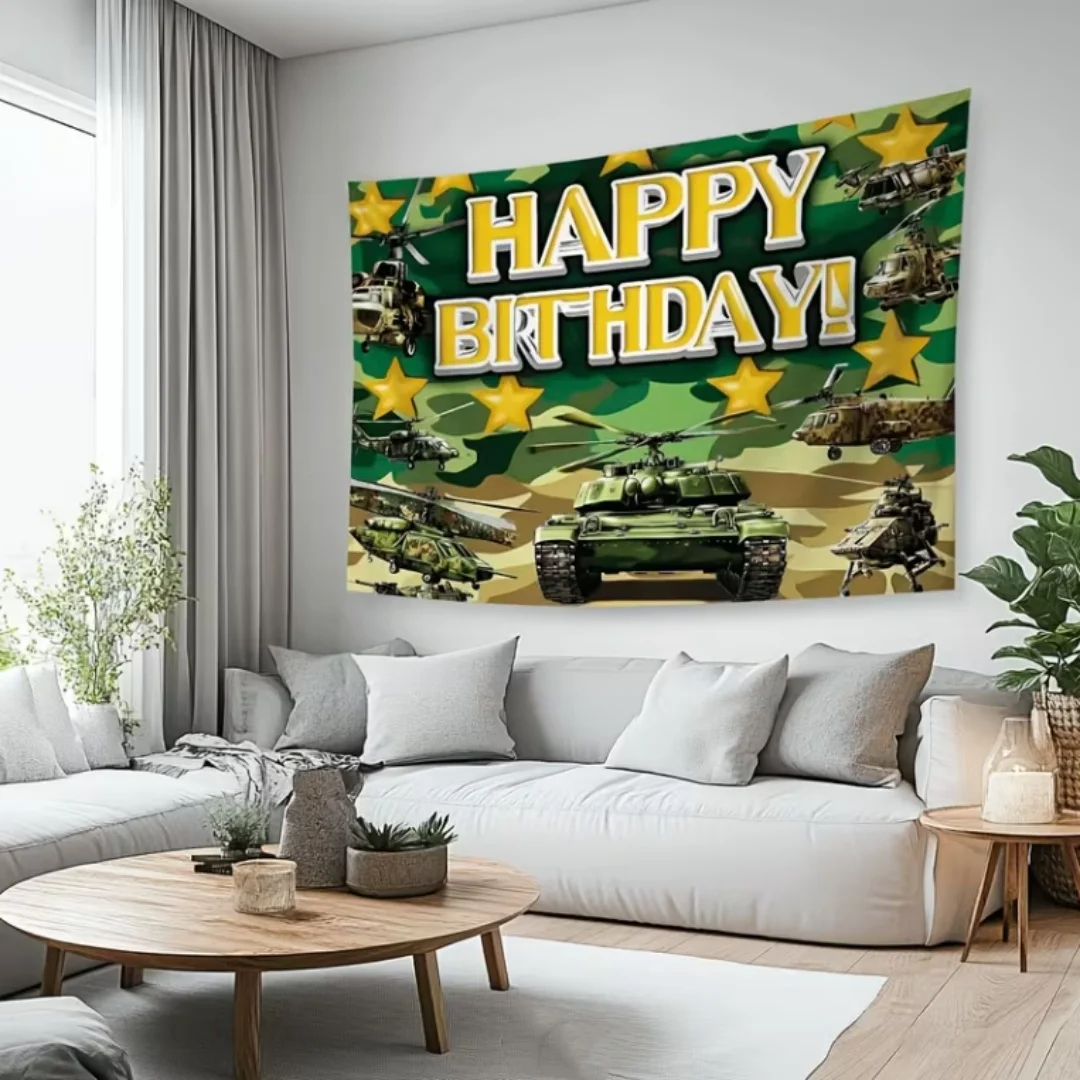 Military Army Theme Birthday Party Decoration Backdrop Camouflage Soldier Aircraft Tank Car Background Boys Photo Banner Gifts