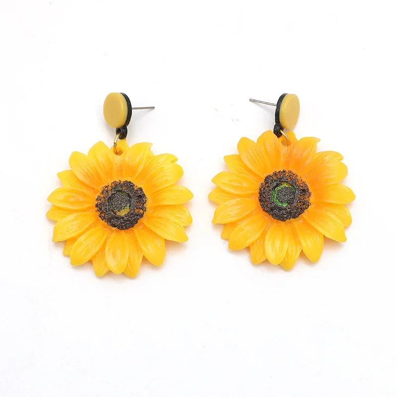 Korean Fashion Vintage Sunflower Earrings Personality Temperament Versatile Exaggerated Small Fresh Flower Earrings