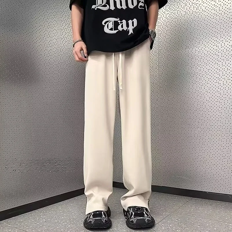 Oversized Pants Men Summer Harajuku Vintage Gothic Zipper Design All-match Baggy Teens Trousers Wide-leg Streetwear BF Hot Sales