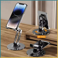 360 Rotation Aluminium Alloy Foldable Desktop Phone Stand Desk Lazy Tablet Holder Support Mount For IPhone IPad Xiaomi Samsung