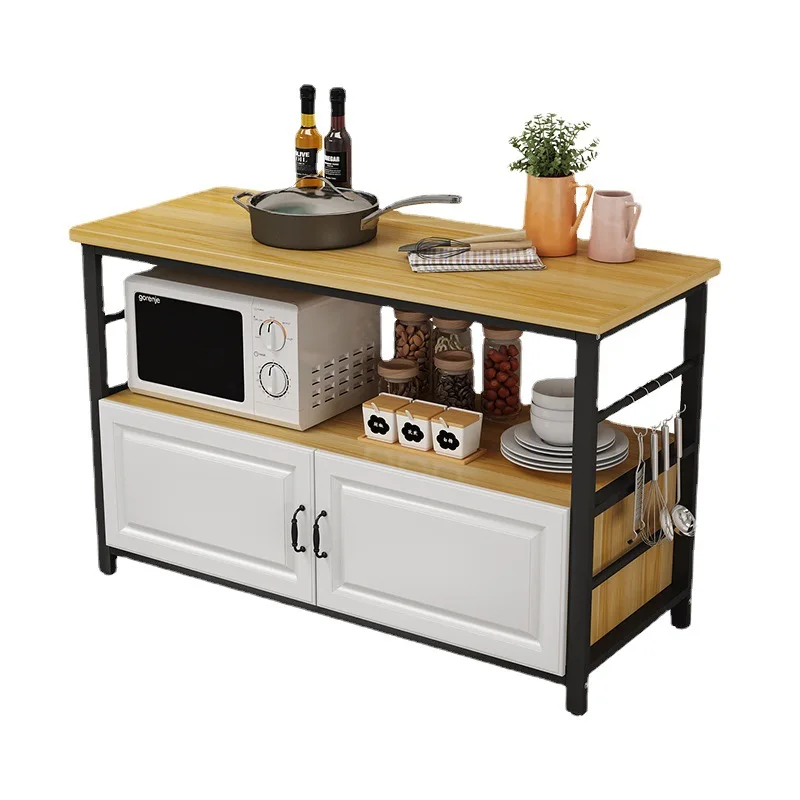 Kitchen Removable Storage Cabinet Home Microwave Oven Cabinet Multi-layer Tableware Storage Cabinet