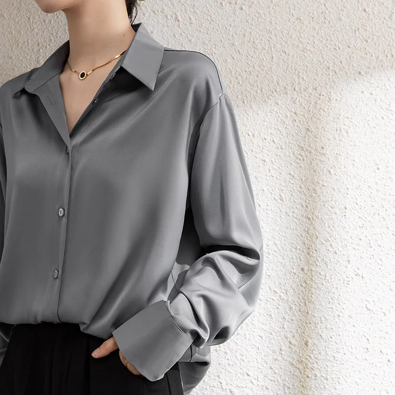 Autumn New Long Sleeve Turn Down Collar Women Shirt Office Lady Chiffon Shirt Blouse Women Tops Shirts Blusas Para Mujer C37