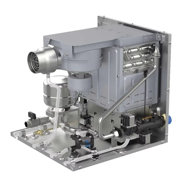 RV instant gas water heater with front outlet for expedition trailers and cabins