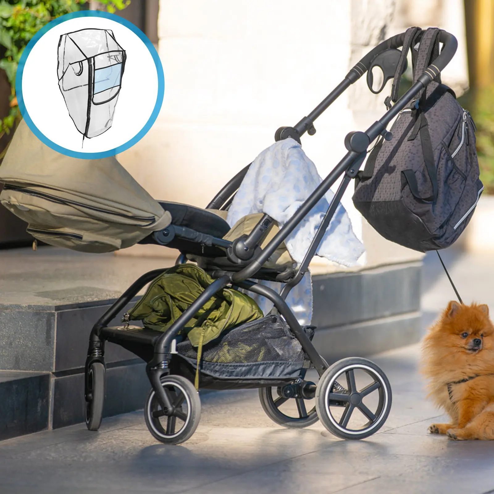 Clear Stroller Rain Cover Waterproof Windproof Protective Transparent Shield Baby Carriage Raincover for Pram Pushchair Outdoor