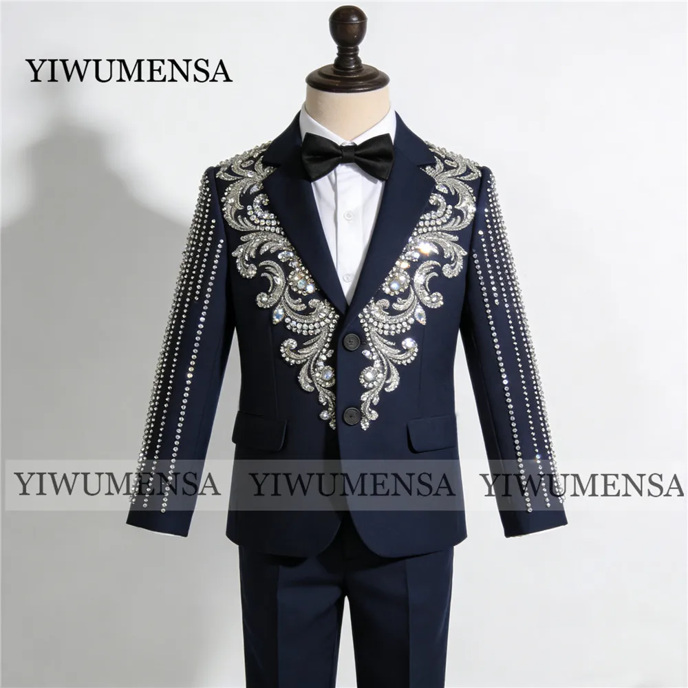 

Glittering Beaded Crystals Boy Suits Attire Single Breasted Jacket Pants 2 Piece Sets Ceremony Children Kids Party Tuxedos 2026