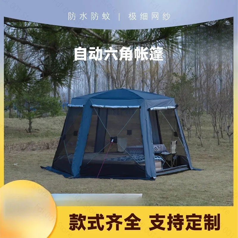 Wholesale Hexagonal Automatic Quick Open Outdoor Folding Outing Tent Yurt 5-8 People Camping Equipment