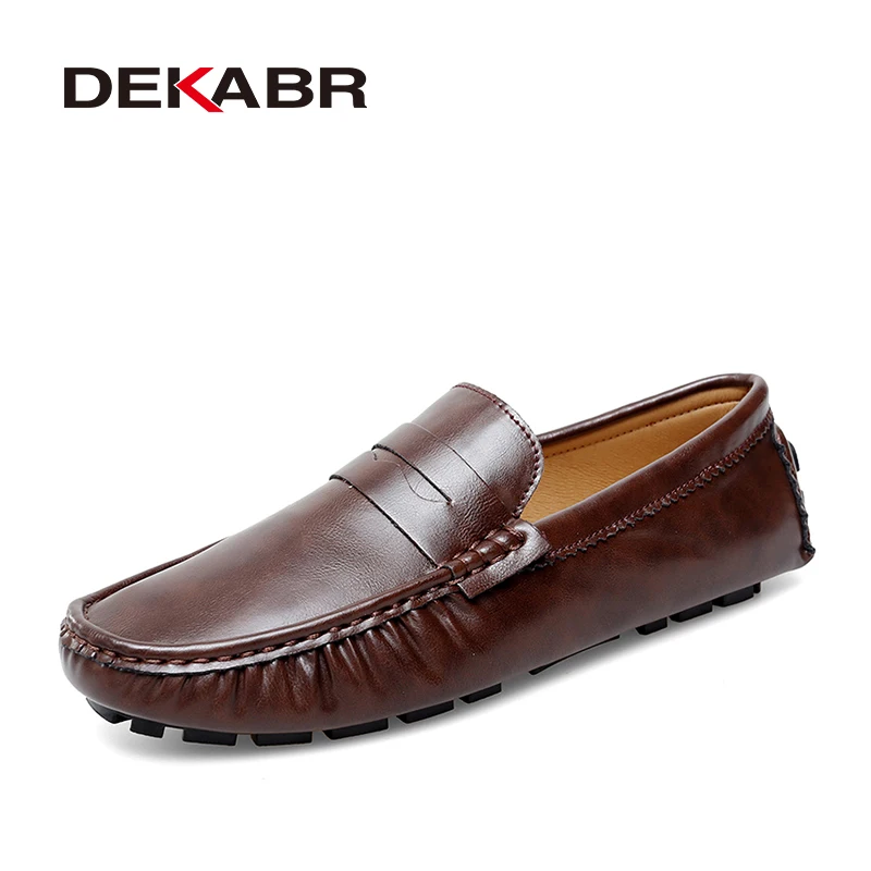 DEKABR Men Casual Shoes Slip-on Handmade High Quality Pu Leather Loafers Fashion Footwear Comfortable Breathable Driving Shoes