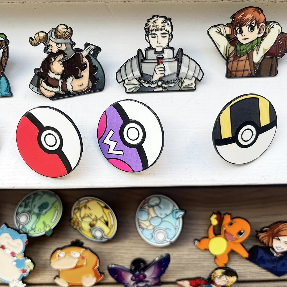 4/8/20/30pcs Surprise Random Cute Japanese Anime Cartoon Enamel Pins Cute Monster Brooch Decor Accessory for Clothing Backpacks view 5