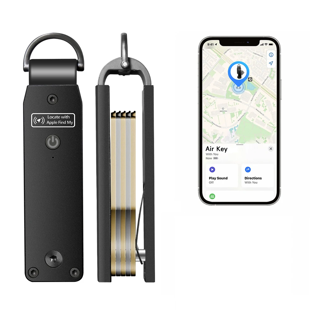 Key Organizer Works with Apple Find My, Built-in AirTag Chips, Holds 2-6 Keys, Car Key Chains with GPS Tracker, (iOS Only)