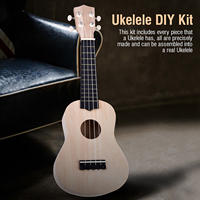 21In Basswood 4 String Ukelele DIY Kit Instrument Accessory NOT Painted Wood Lightweight Wearable for Training Family Teaching