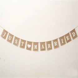 Bar Decoration Jute Burlap Bunting Rustic Just Married Mr Mrs Wedding Banner Garland Party Flags Candy Event Home Party Supplies