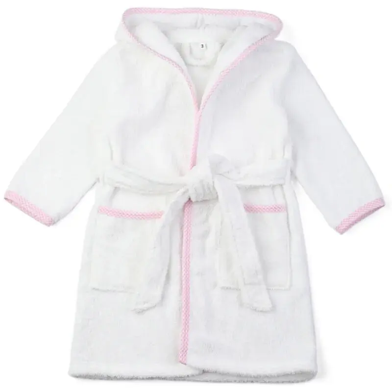 Boys Girls Pajamas White Terry Robe Pijamas Children Clothes Sleepwear Night Robe With Belt Hooded Loungewear Kids Bathrobe