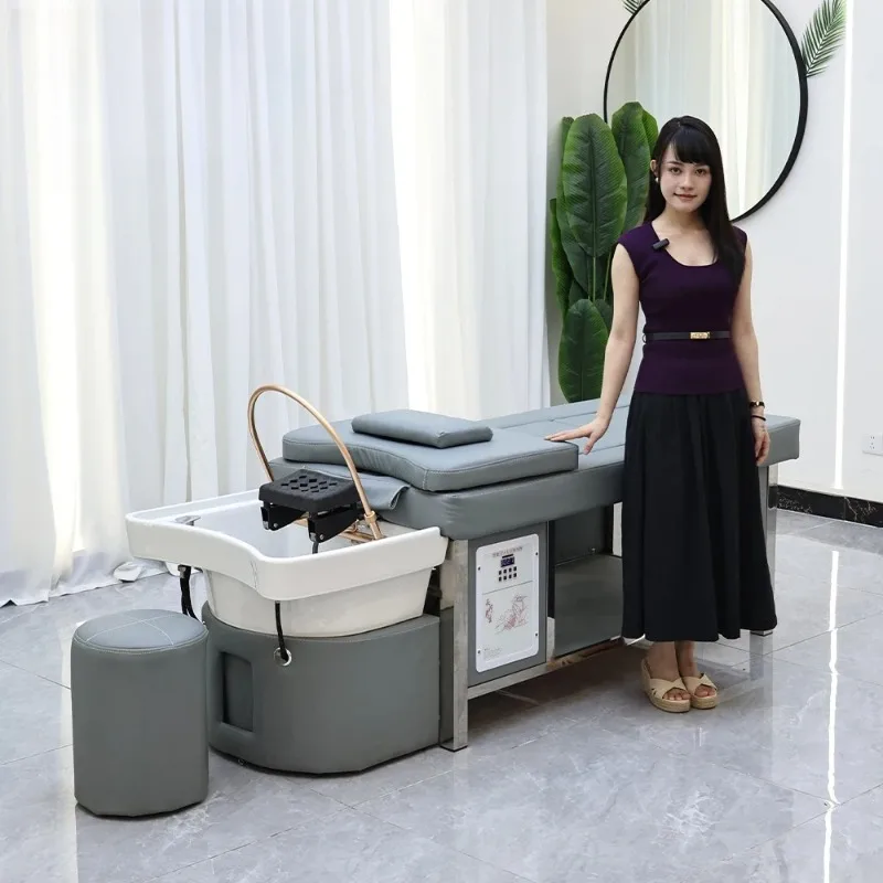 Customized Wash Hair Head Spa Beds Moxibustion Shampoo Bed Electric Hair Salon Spa Head Bed With Steamer